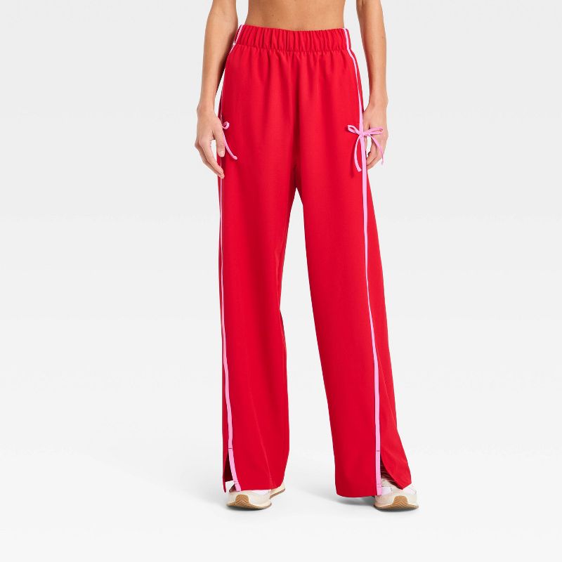 Women's Woven High-Rise Bow Track Pants - All In Motion™ Red XS